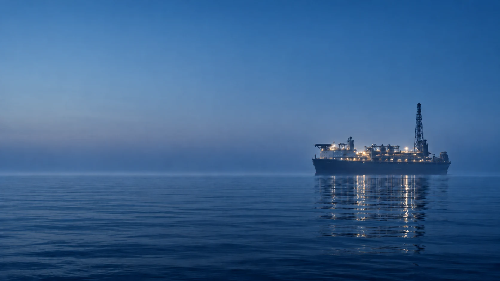 An FPSO at dusk