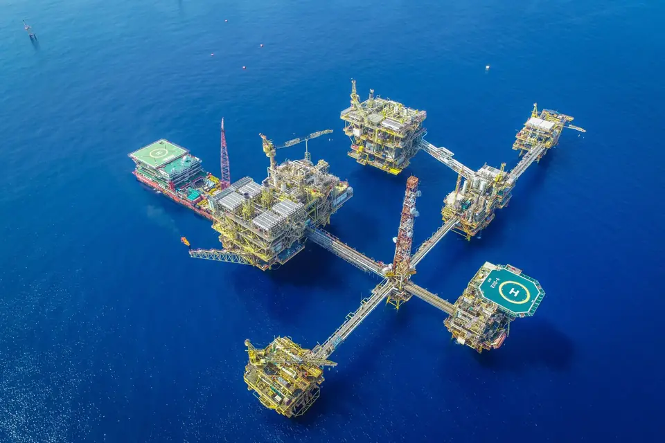 An offshore production platform from above